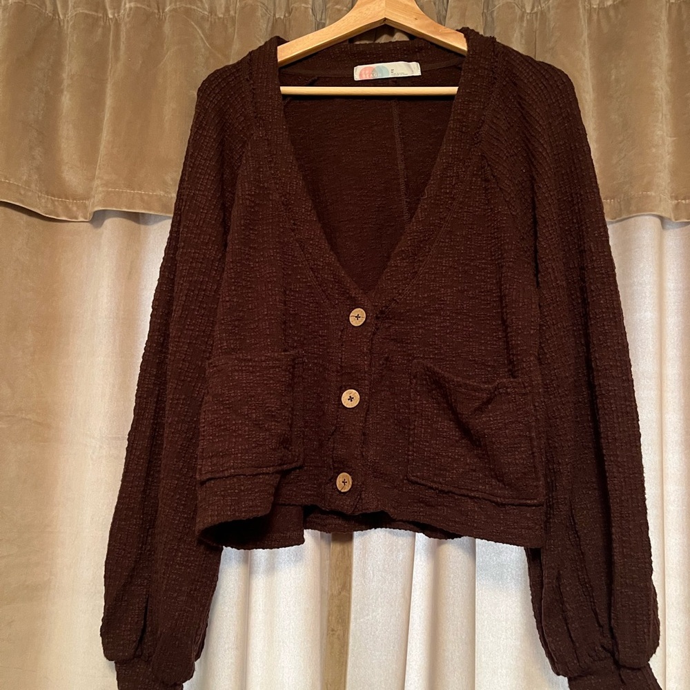 Elegant Brown Cardigan with Button Accents